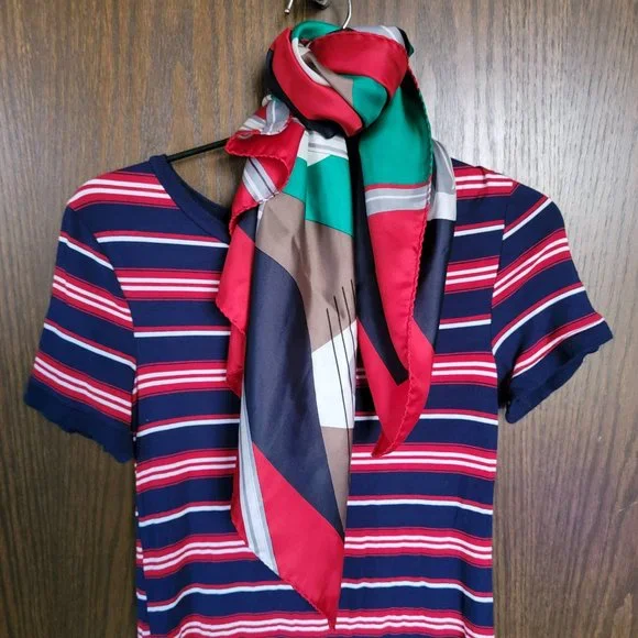 100% Silk Golf Club Scarf Made in Italy Approximately 30 x 30 Mid-Century VTG